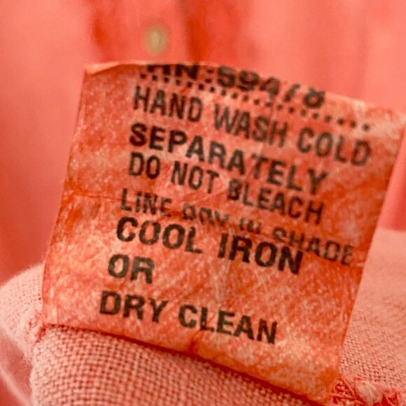 Alessia Pacini Linen Tunic Dress Womens 1X Salmon Pink Lace Pintuck Front Shift - Picture 10 of 10